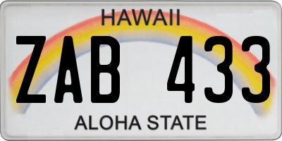 HI license plate ZAB433