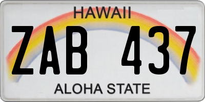 HI license plate ZAB437