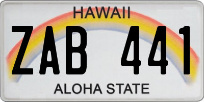 HI license plate ZAB441