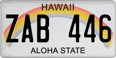 HI license plate ZAB446