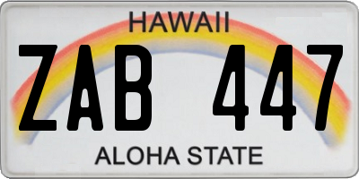 HI license plate ZAB447