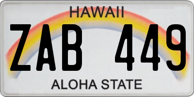 HI license plate ZAB449