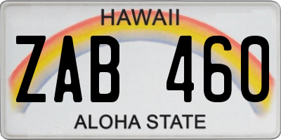 HI license plate ZAB460
