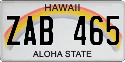 HI license plate ZAB465