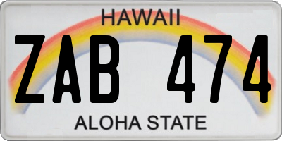 HI license plate ZAB474