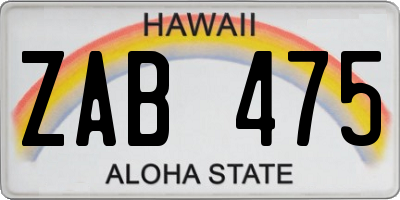 HI license plate ZAB475