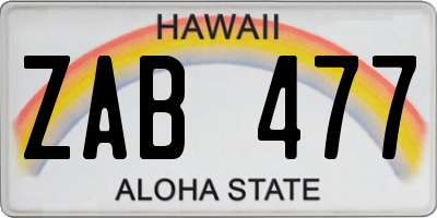 HI license plate ZAB477