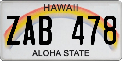 HI license plate ZAB478
