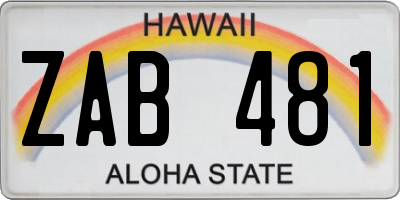 HI license plate ZAB481