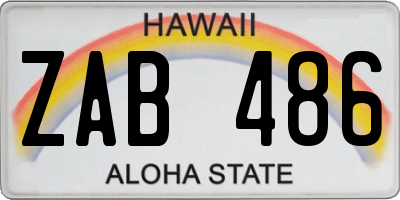 HI license plate ZAB486