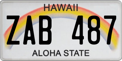 HI license plate ZAB487