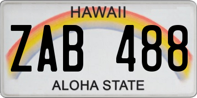 HI license plate ZAB488