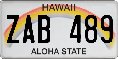 HI license plate ZAB489