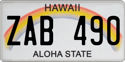 HI license plate ZAB490