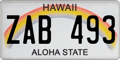 HI license plate ZAB493