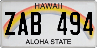 HI license plate ZAB494