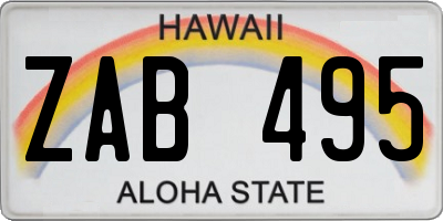 HI license plate ZAB495
