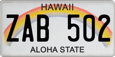 HI license plate ZAB502