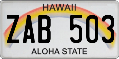 HI license plate ZAB503