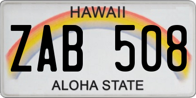 HI license plate ZAB508