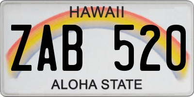 HI license plate ZAB520