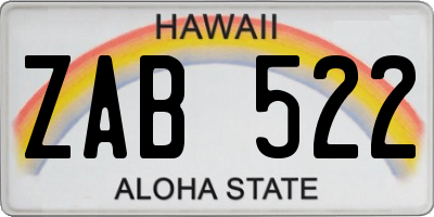HI license plate ZAB522