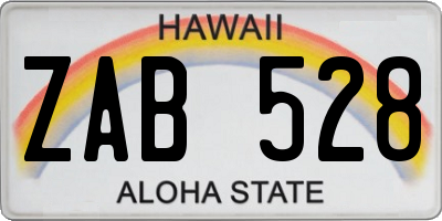 HI license plate ZAB528