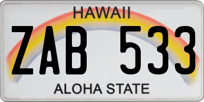 HI license plate ZAB533