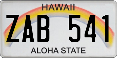 HI license plate ZAB541