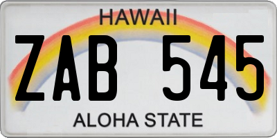 HI license plate ZAB545