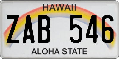 HI license plate ZAB546