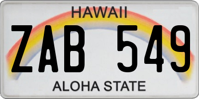 HI license plate ZAB549