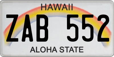 HI license plate ZAB552