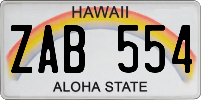 HI license plate ZAB554
