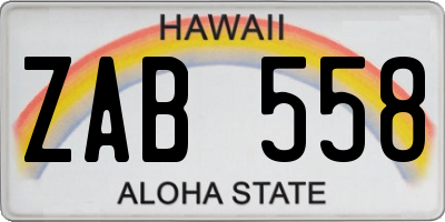 HI license plate ZAB558