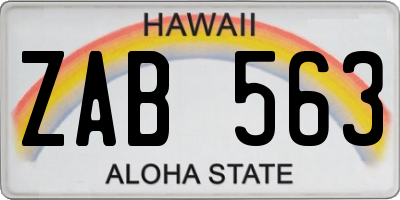 HI license plate ZAB563
