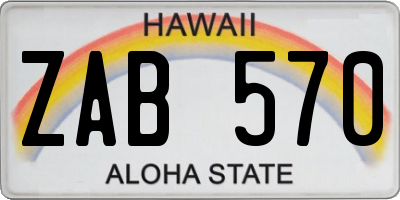 HI license plate ZAB570