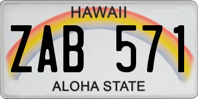 HI license plate ZAB571