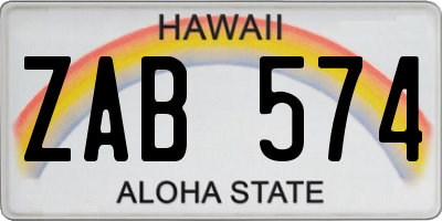 HI license plate ZAB574