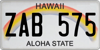 HI license plate ZAB575