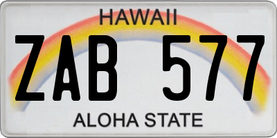 HI license plate ZAB577