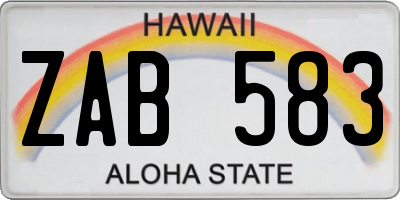 HI license plate ZAB583