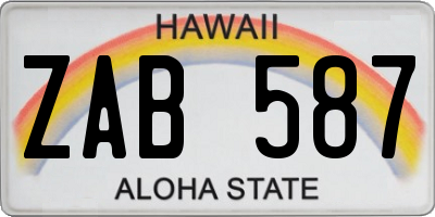 HI license plate ZAB587