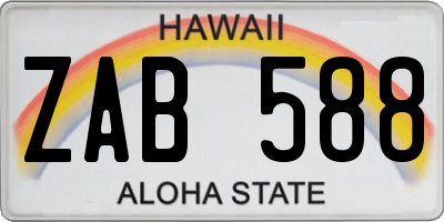 HI license plate ZAB588