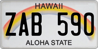 HI license plate ZAB590