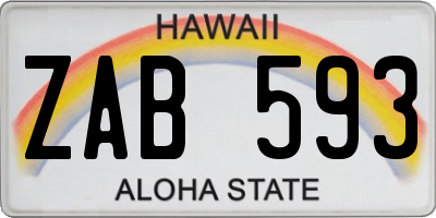 HI license plate ZAB593
