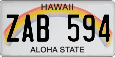 HI license plate ZAB594