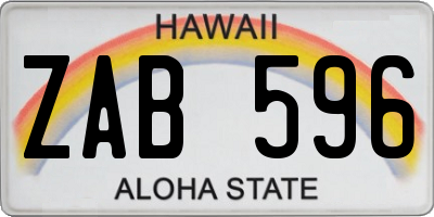 HI license plate ZAB596