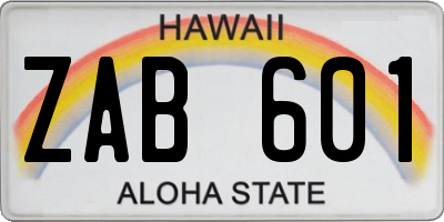 HI license plate ZAB601