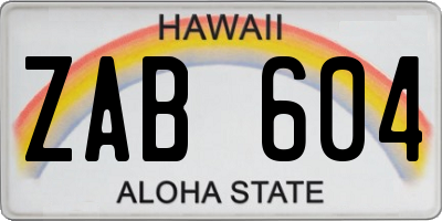 HI license plate ZAB604